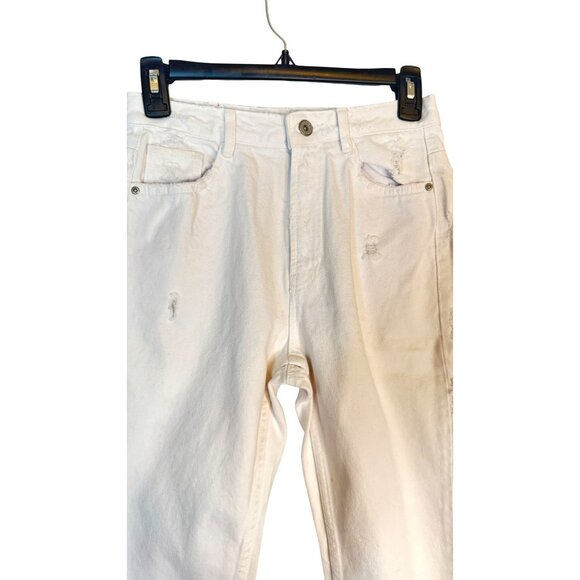 2/$30 ZARA Trafaluc Waist 24 Distressed White Denim Jeans Frayed Hem & "Overdres - Picture 6 of 16